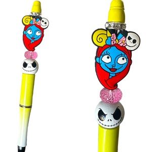 Nightmare Before Christmas Sally & Jack Skellington Halloween Beaded Focal Pen